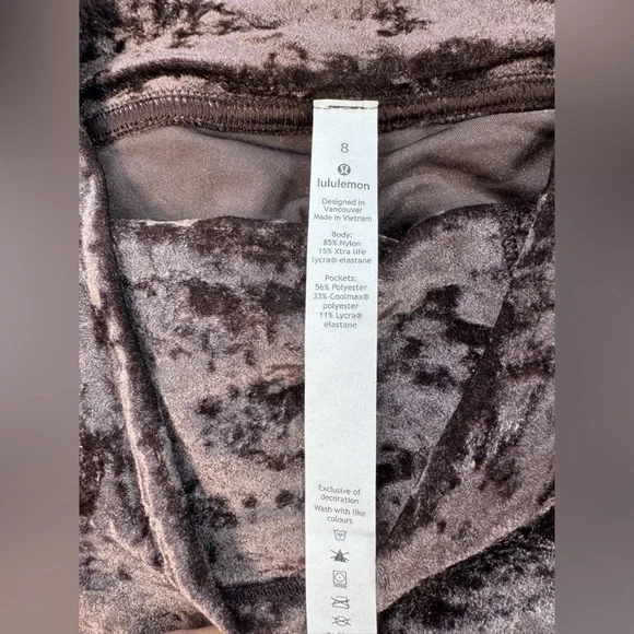 Lululemon "WUNDER LOUNGE" VELVET LEGGINGS Brown Size 8